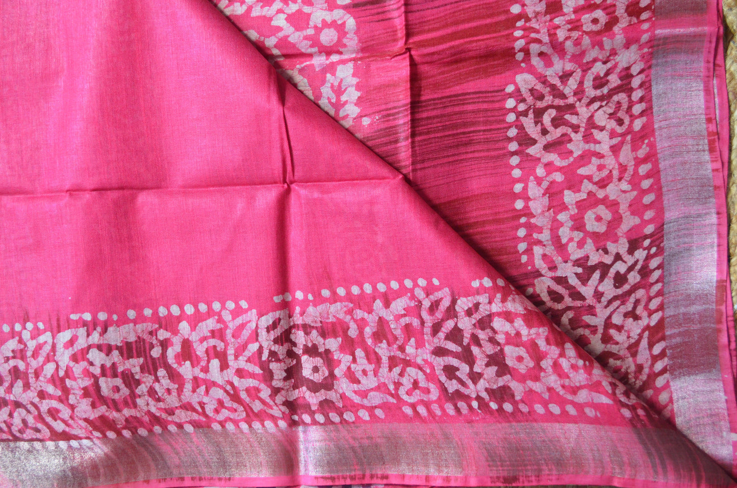 Rani Block Print Linen Handloom Saree
