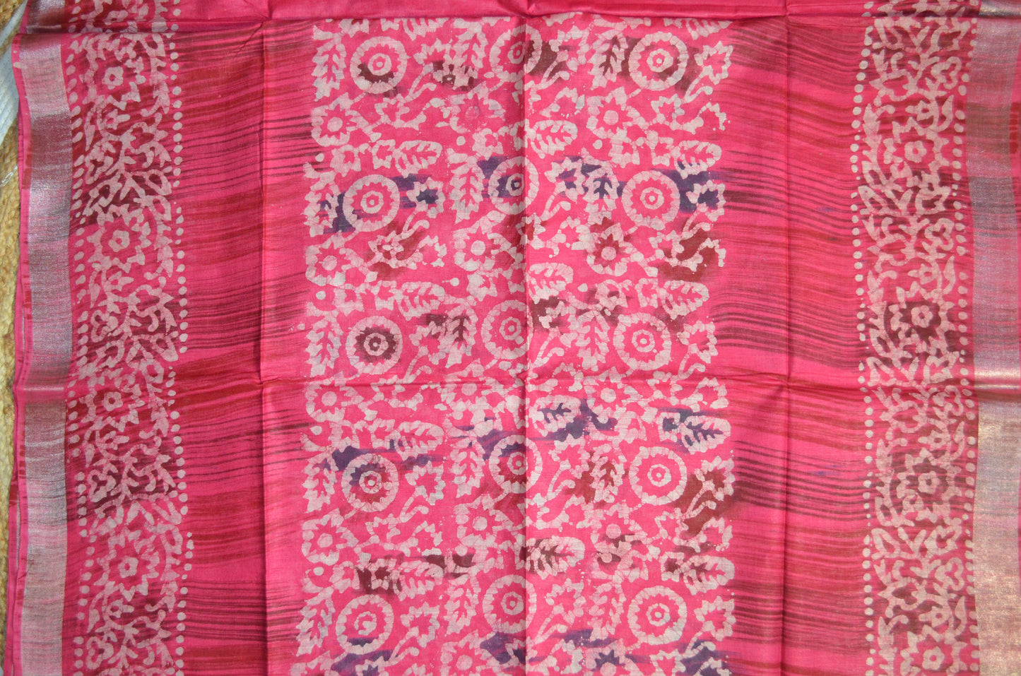 Rani Block Print Linen Handloom Saree