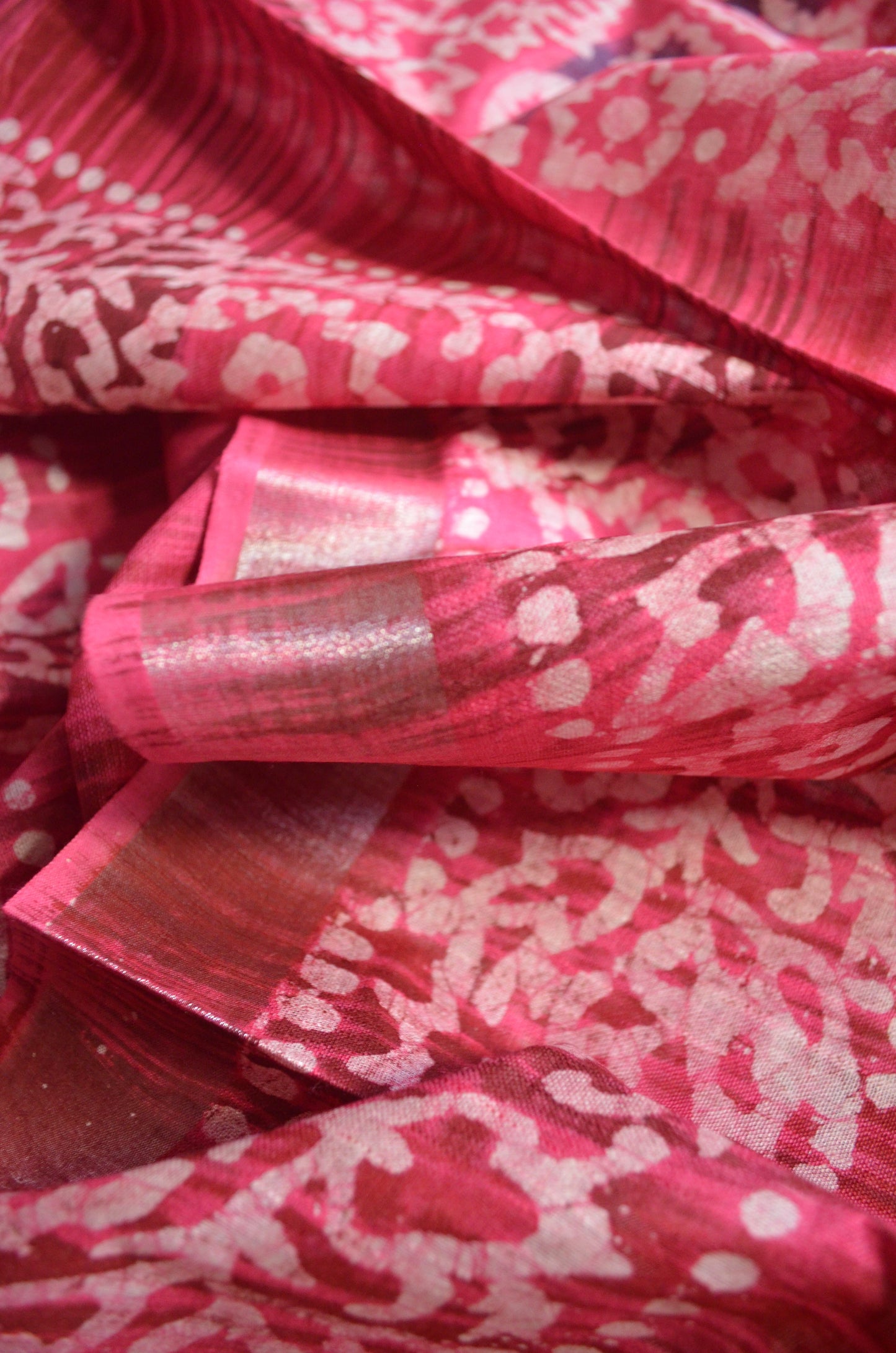 Rani Block Print Linen Handloom Saree