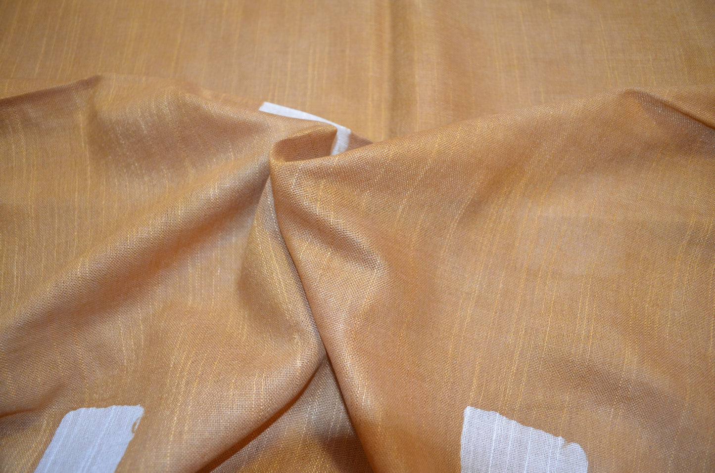 Dark Beige Bagru Linen Handloom Saree