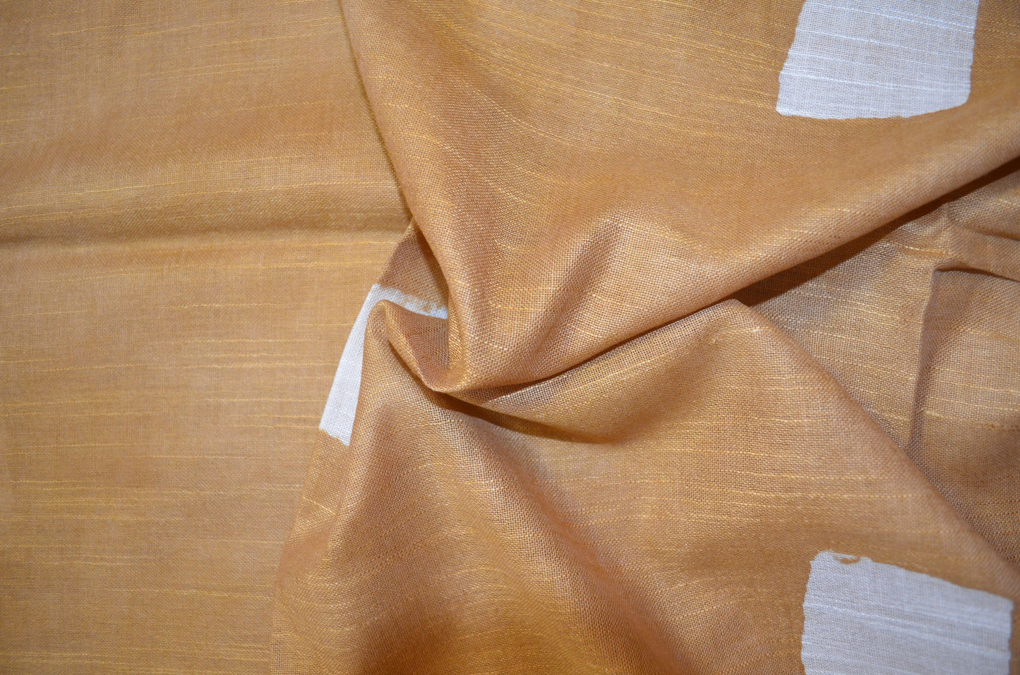 Dark Beige Bagru Linen Handloom Saree