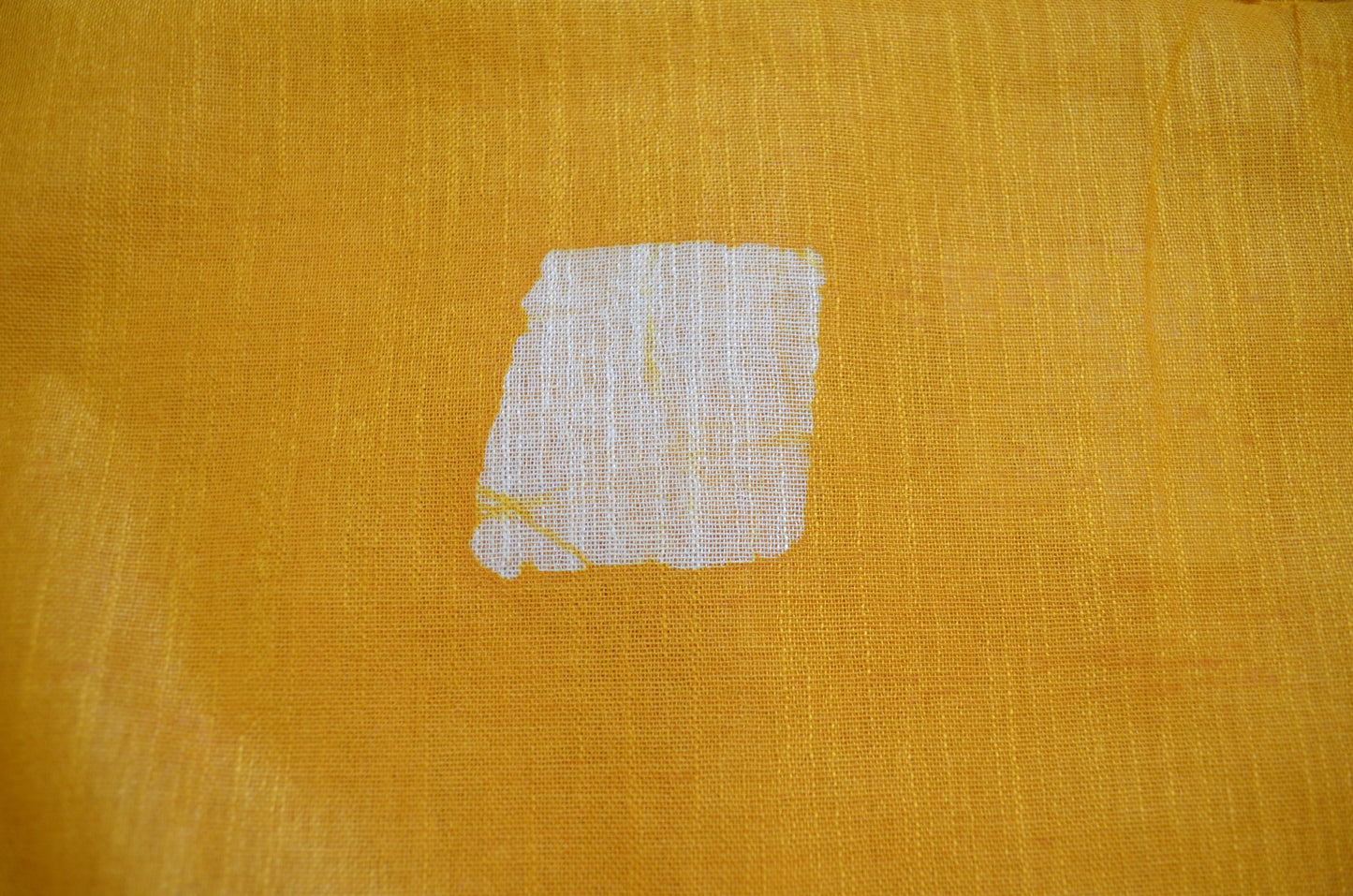 Yellow Bagru Linen Handloom Saree