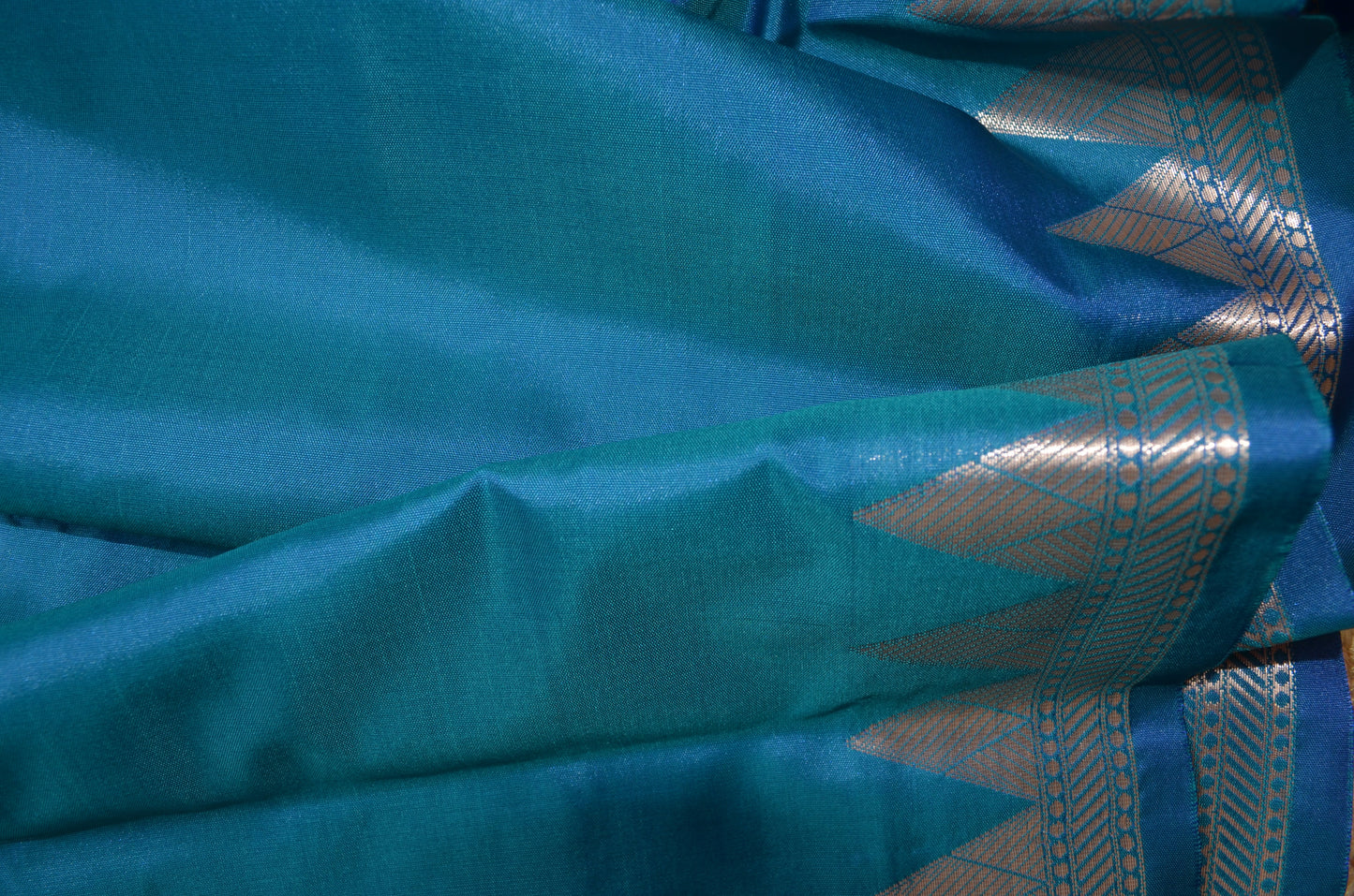Teal Rust Magenta Katan Silk Saree