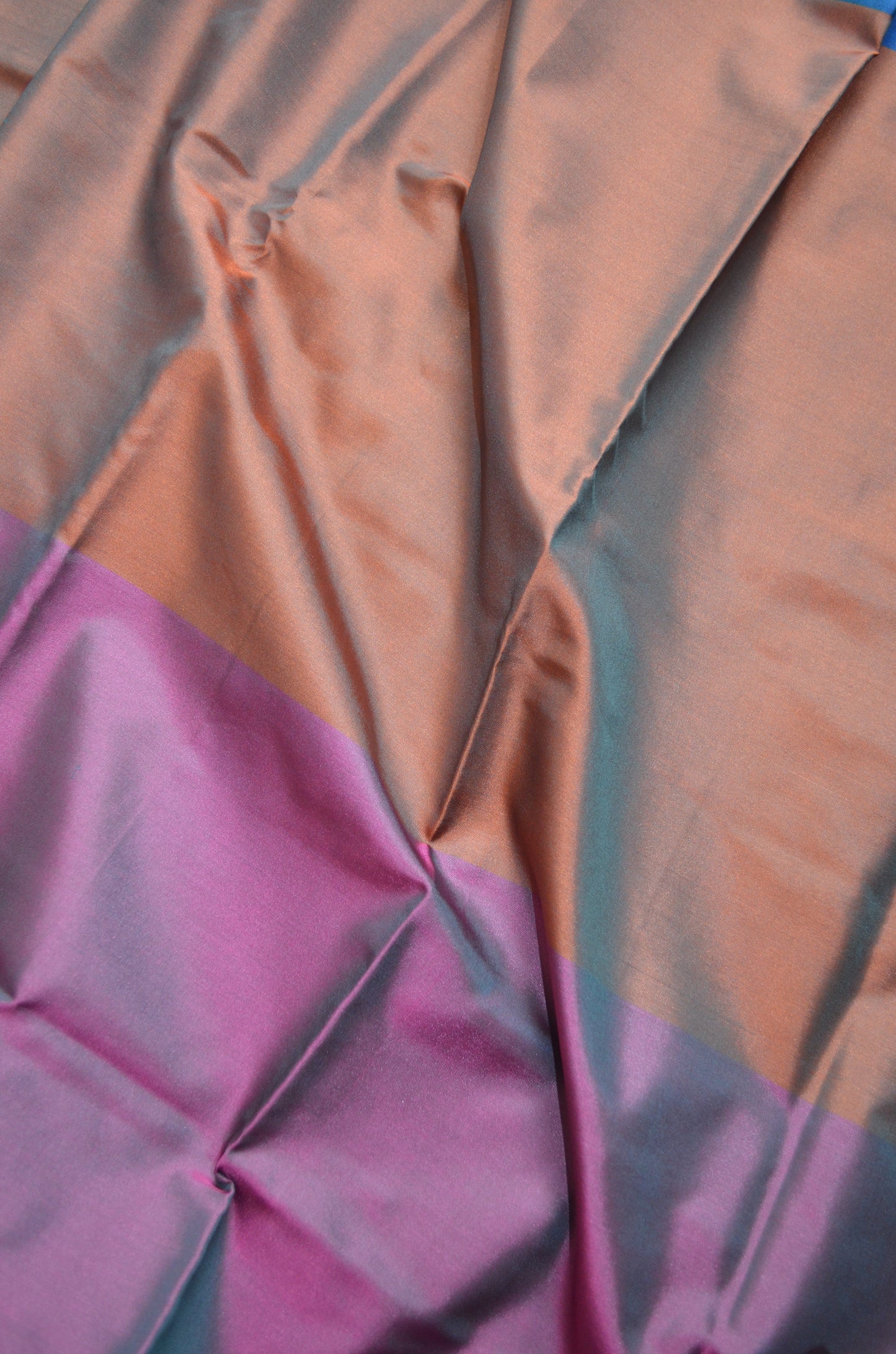 Cyan Rust Magenta Katan Silk Saree