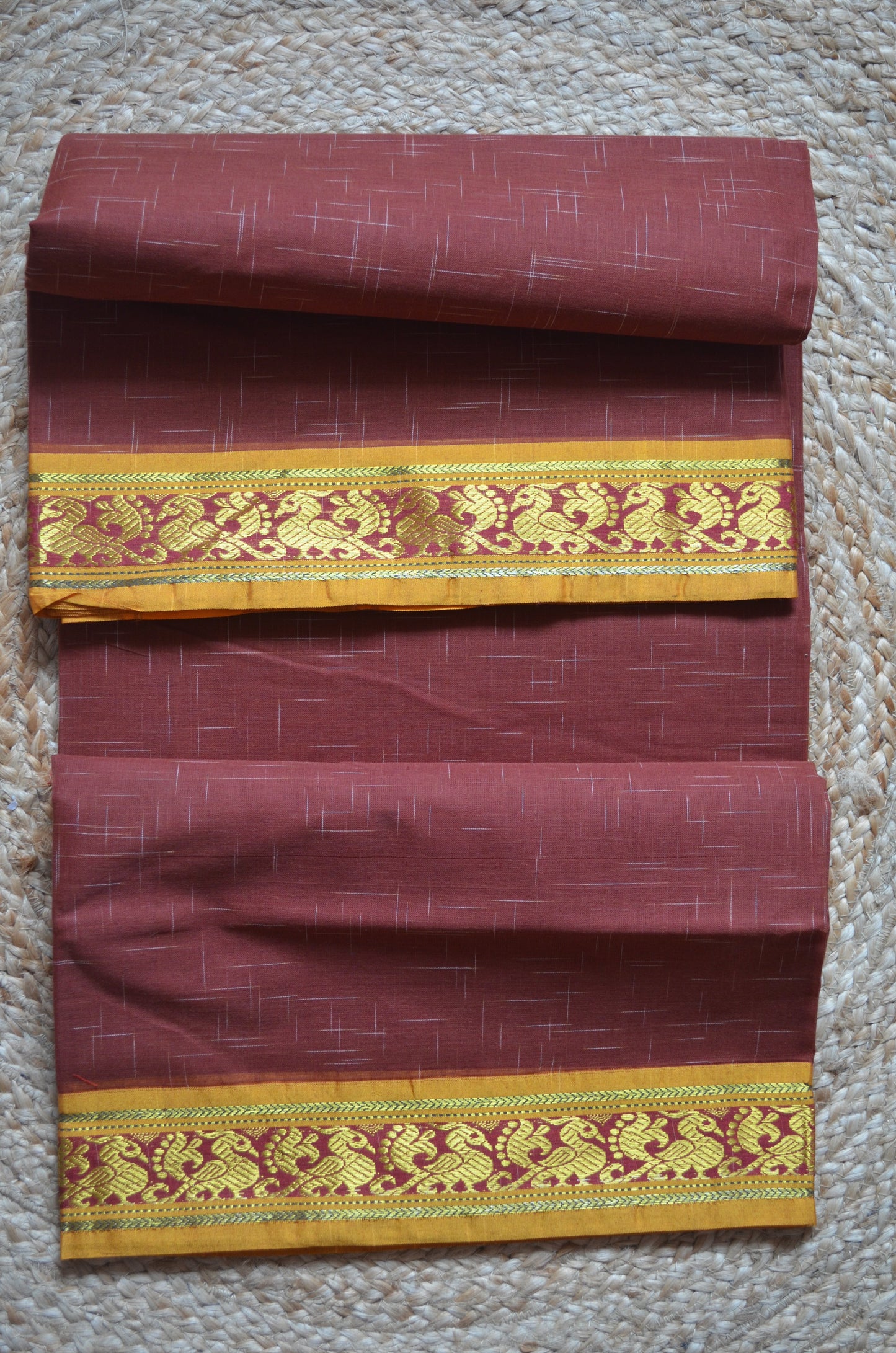 Brown Madurai Cotton Handloom Saree