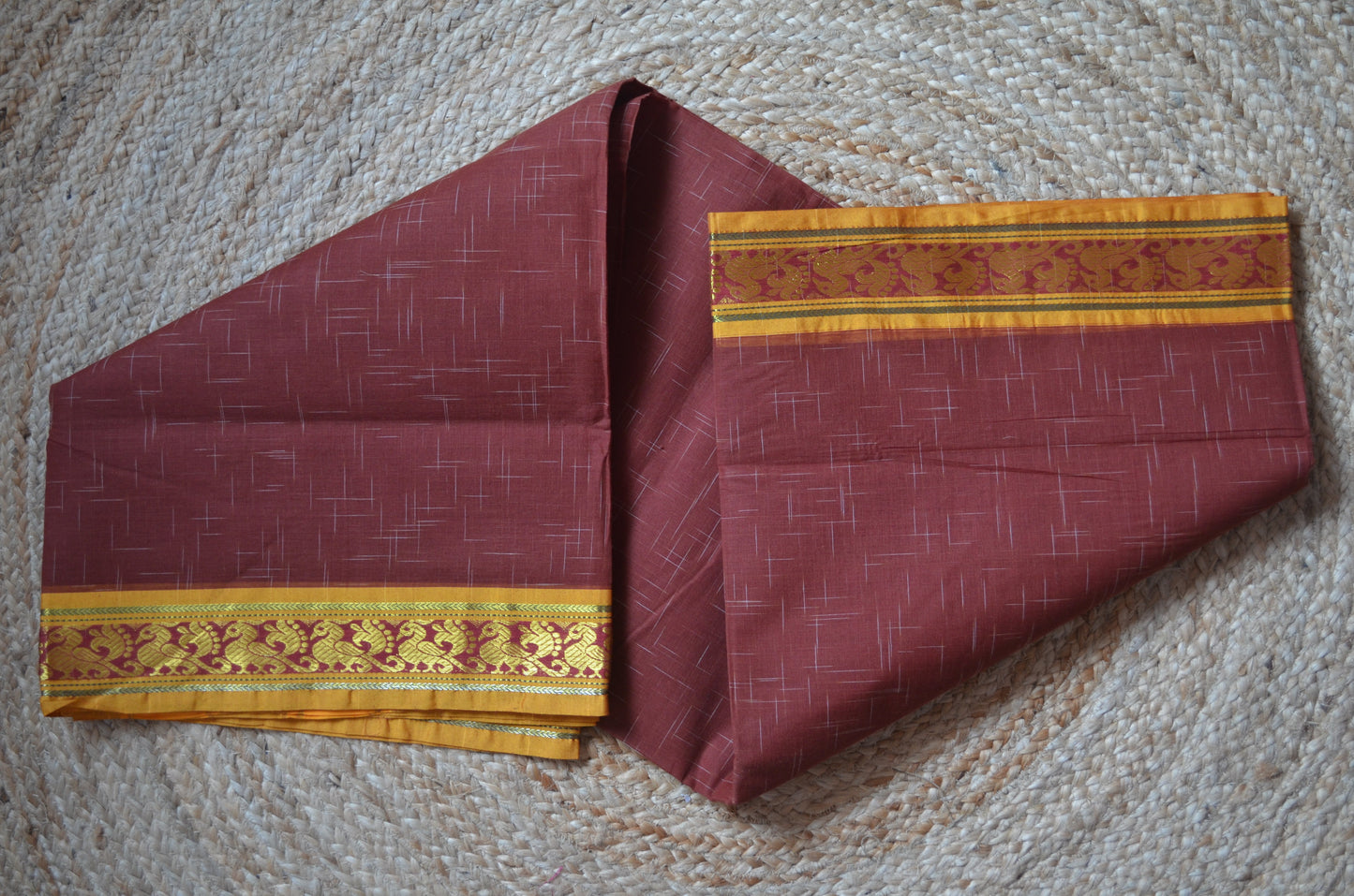 Brown Madurai Cotton Handloom Saree