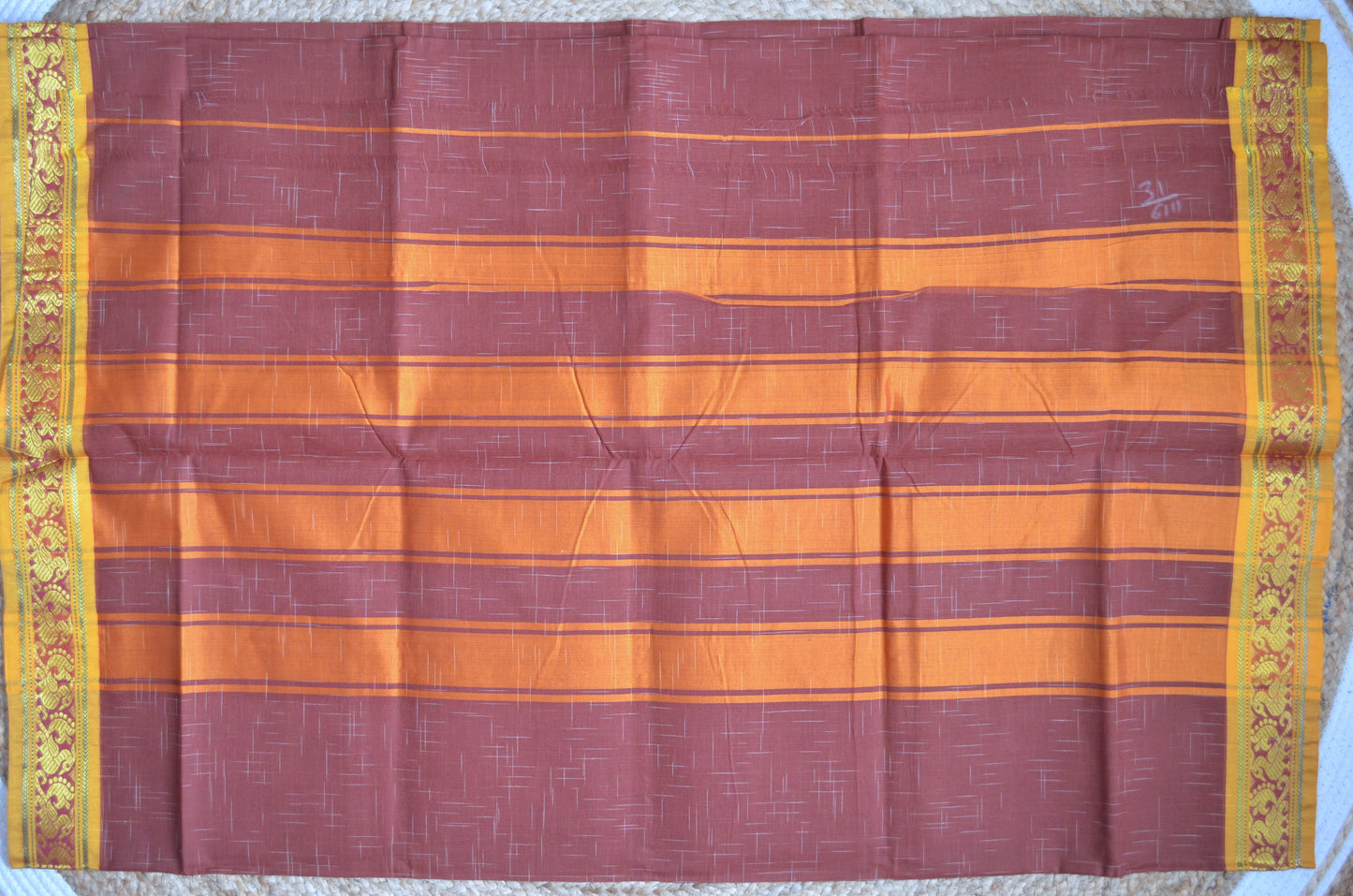 Brown Madurai Cotton Handloom Saree