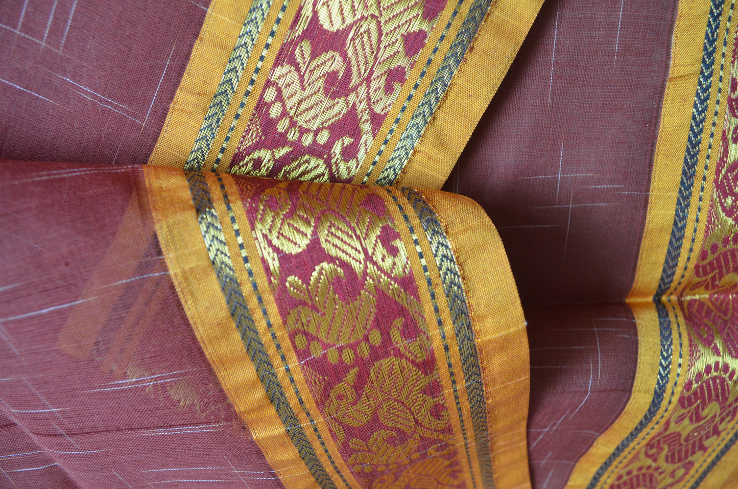 Brown Madurai Cotton Handloom Saree