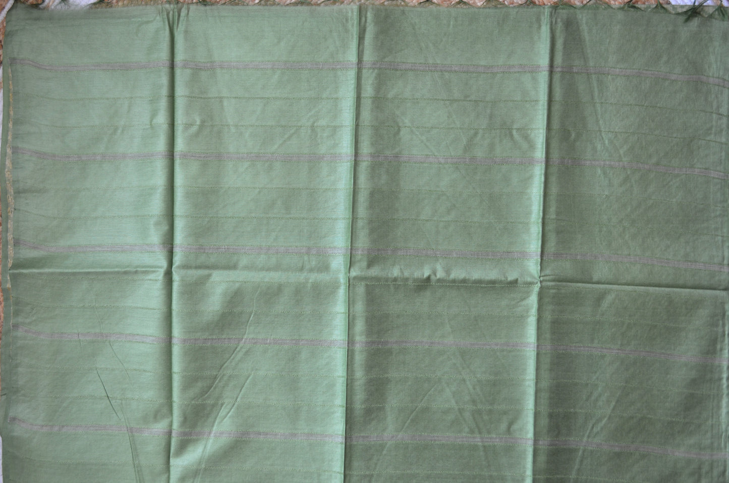 Olive Contemporary Thread Work Vegan Silk Handloom Saree