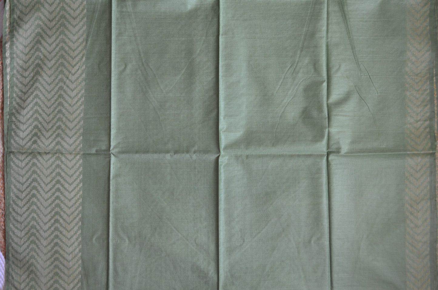 Olive Contemporary Thread Work Vegan Silk Handloom Saree