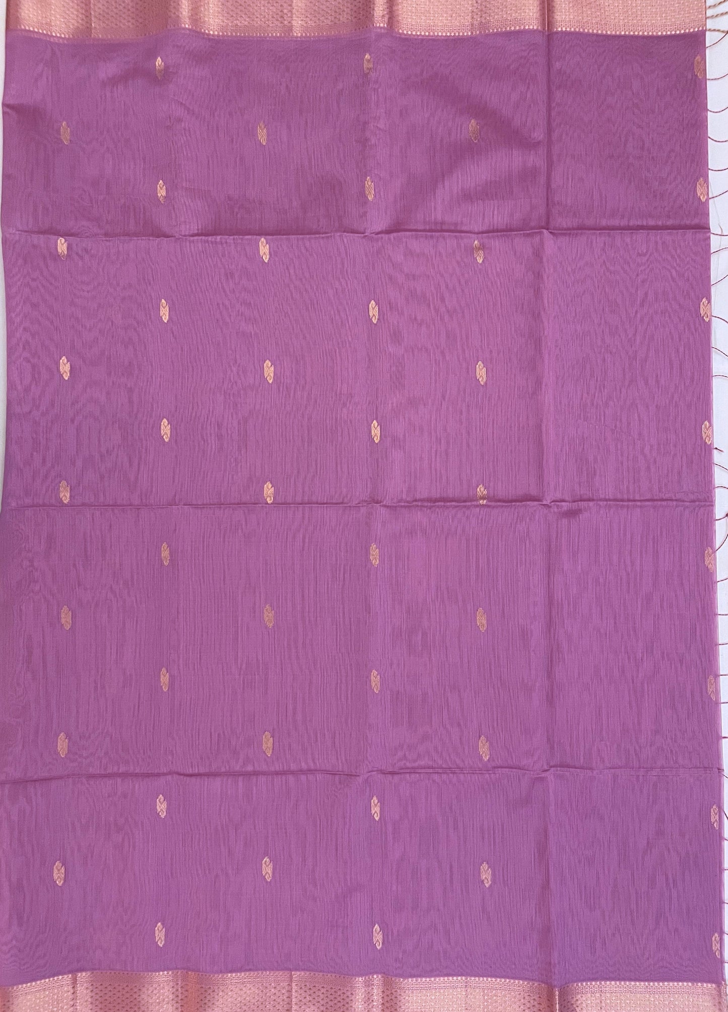 Mauve Maheshwari Pure Silk Handloom Saree with Metal Zari