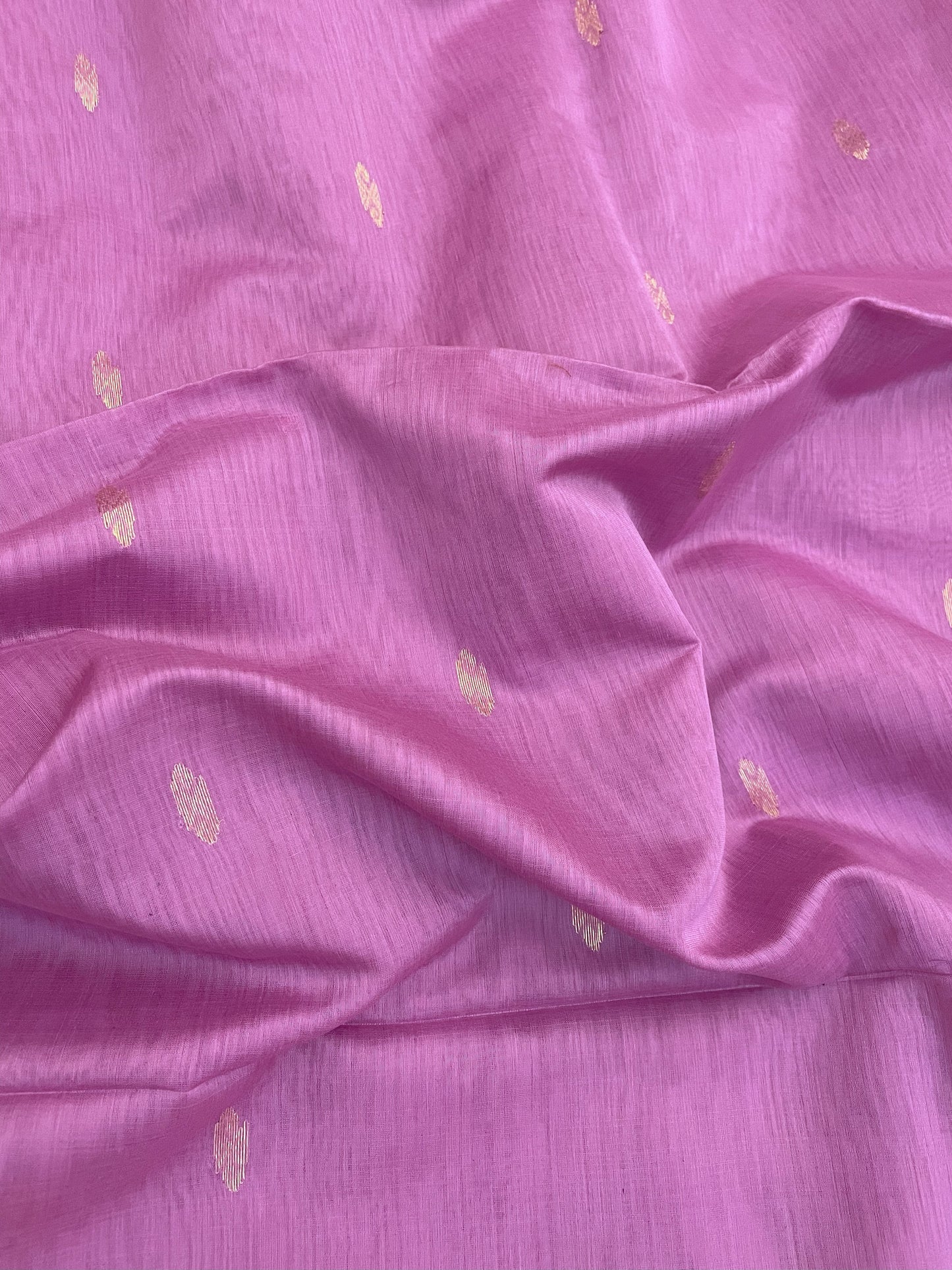 Mauve Maheshwari Pure Silk Handloom Saree with Metal Zari