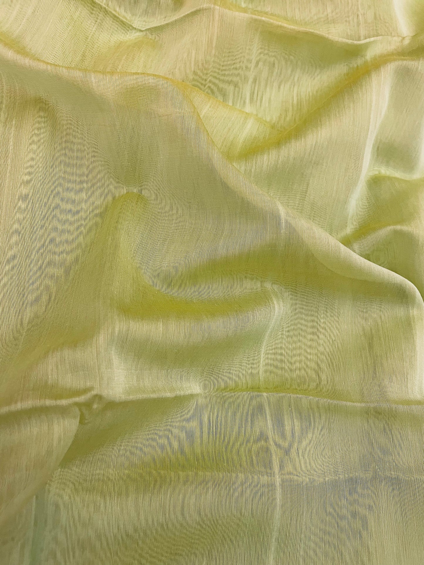 Light Pista Maheshwari Pure Silk Handloom Saree with Metal Zari