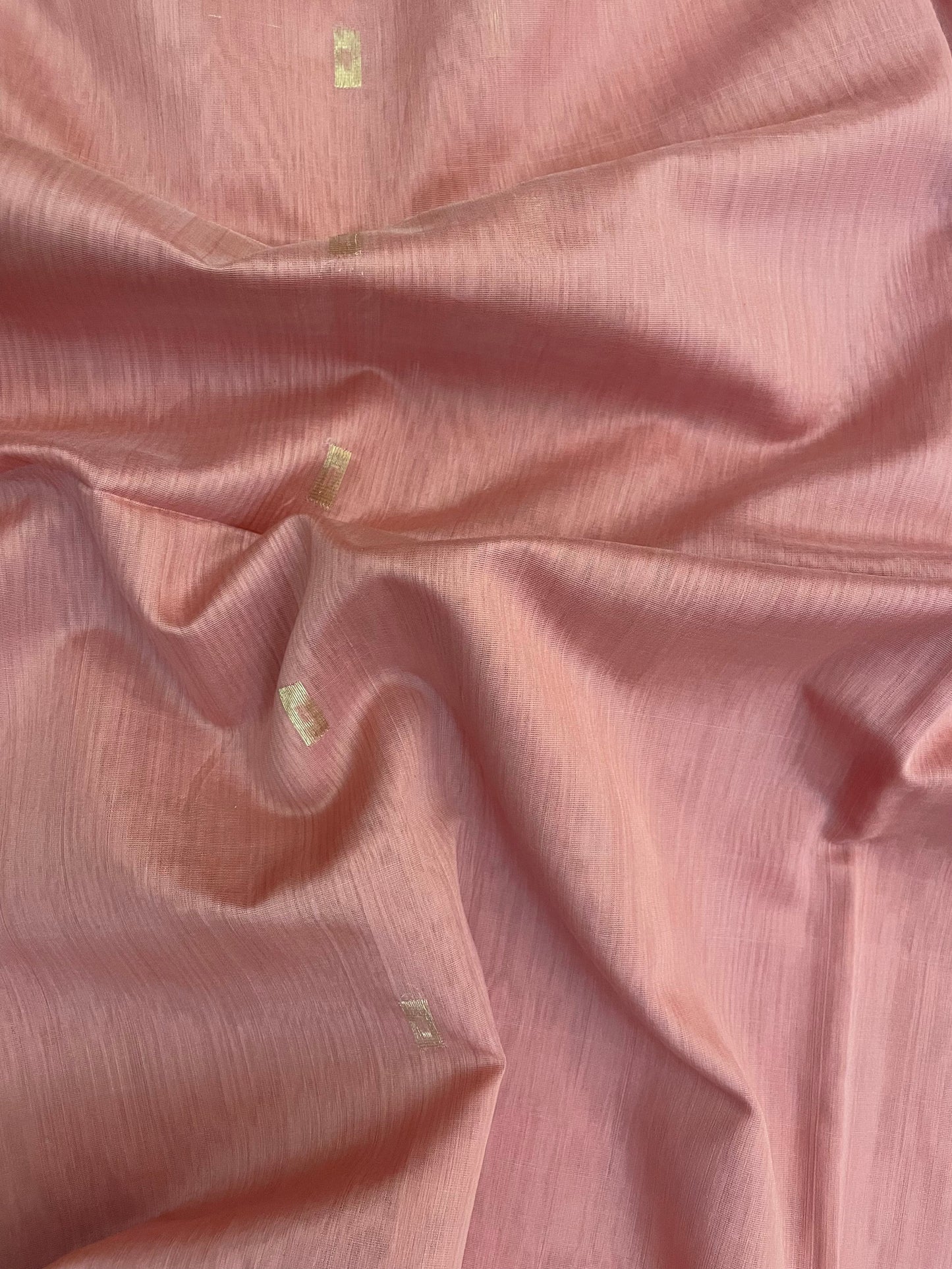 Peach Maheshwari Pure Silk Handloom Saree with Metal Zari