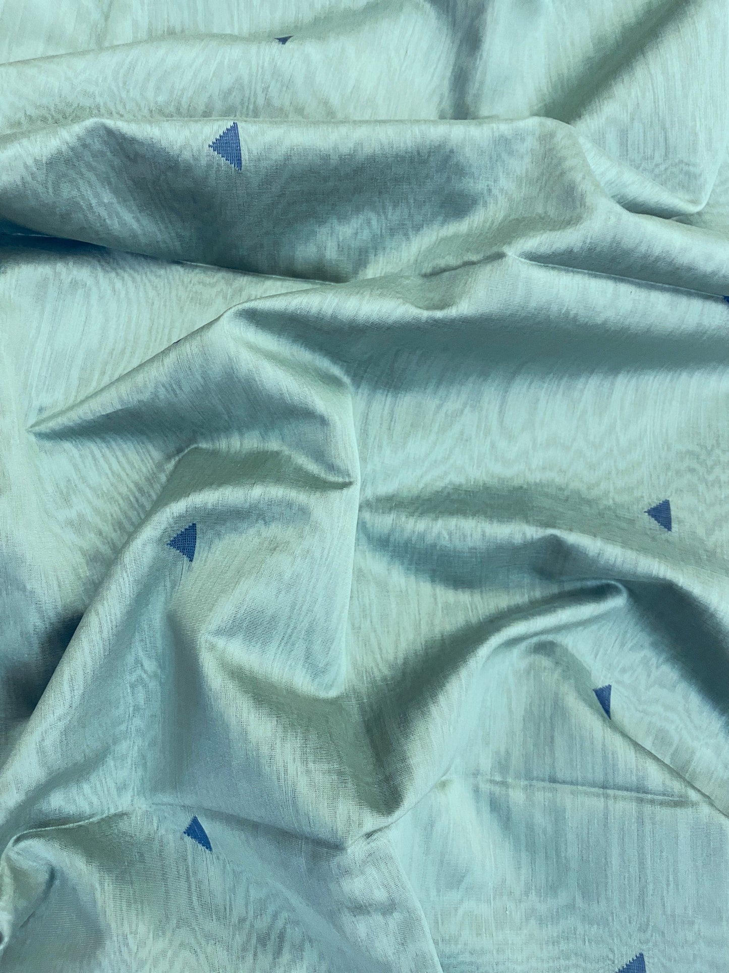 Light Teal Maheshwari Pure Silk Handloom Saree with thick Zari border