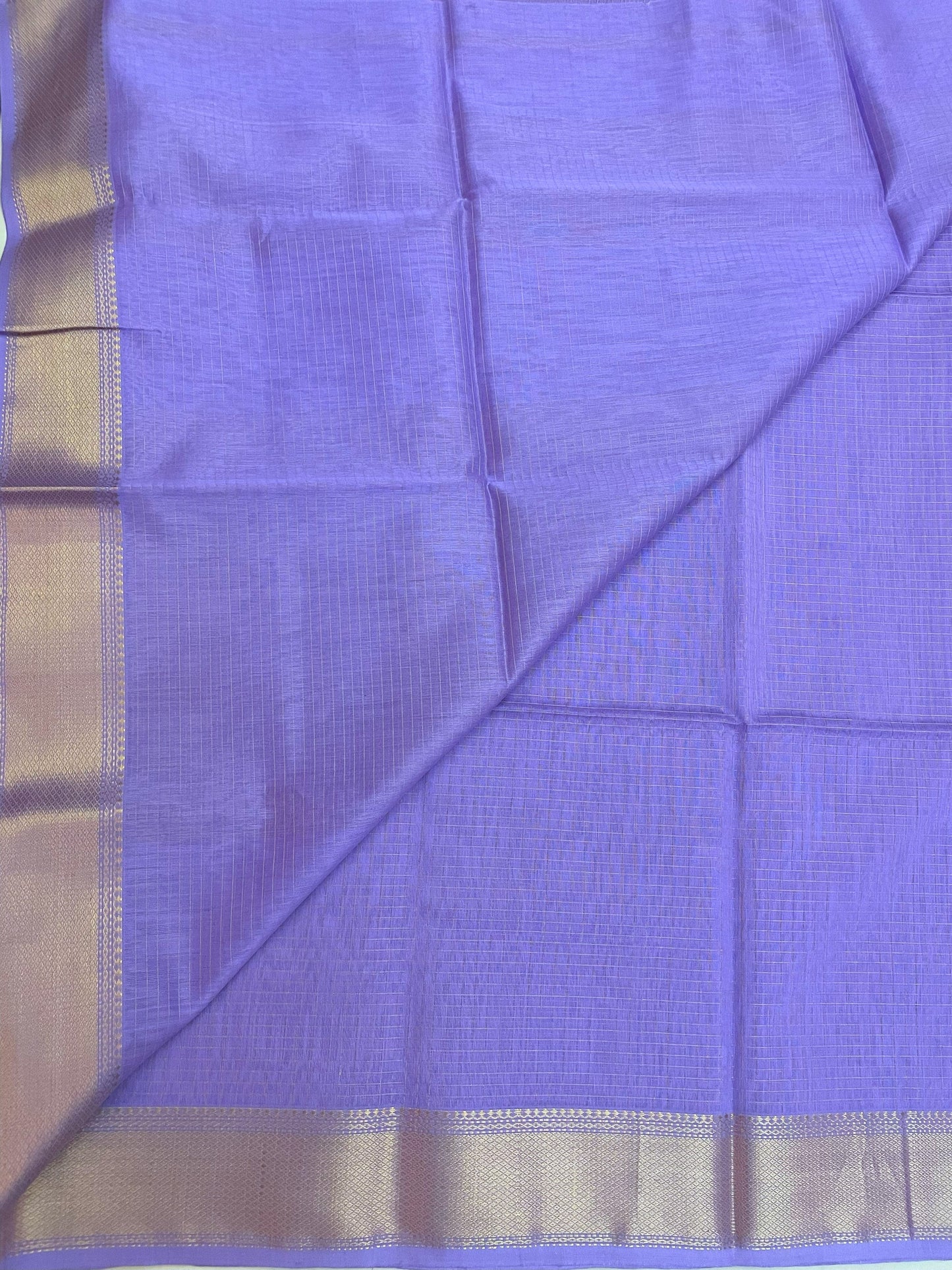 Lavender Maheshwari Pure Silk Handloom Saree with Metal Zari Checks