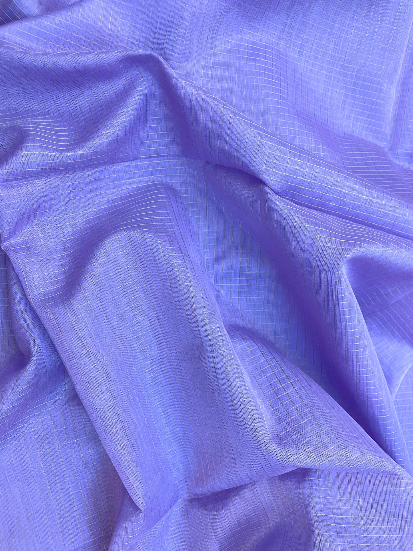 Lavender Maheshwari Pure Silk Handloom Saree with Metal Zari Checks