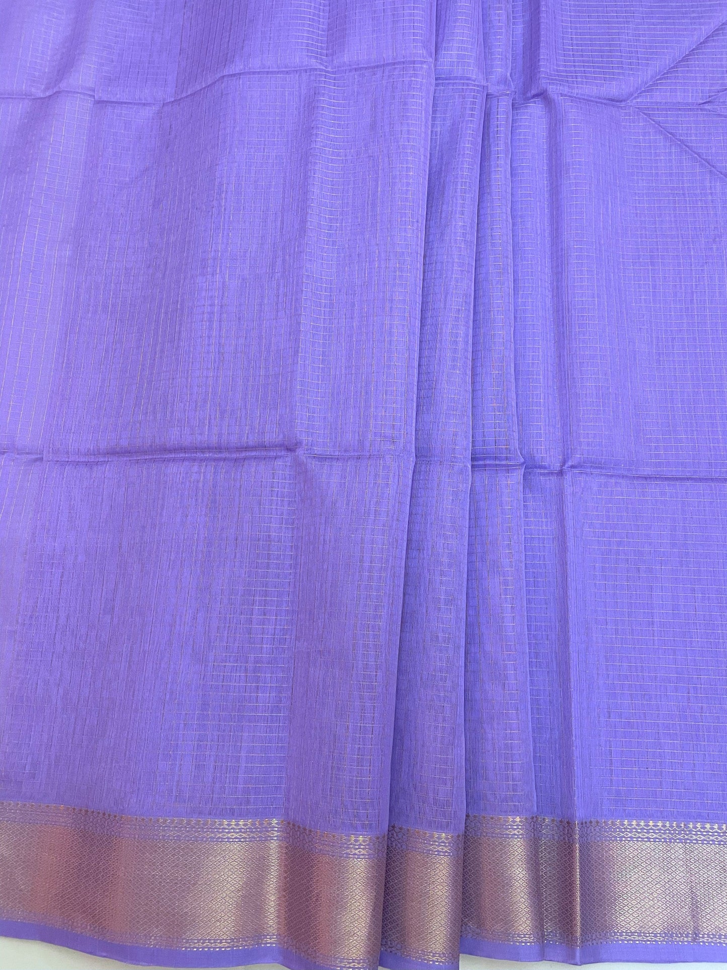 Lavender Maheshwari Pure Silk Handloom Saree with Metal Zari Checks