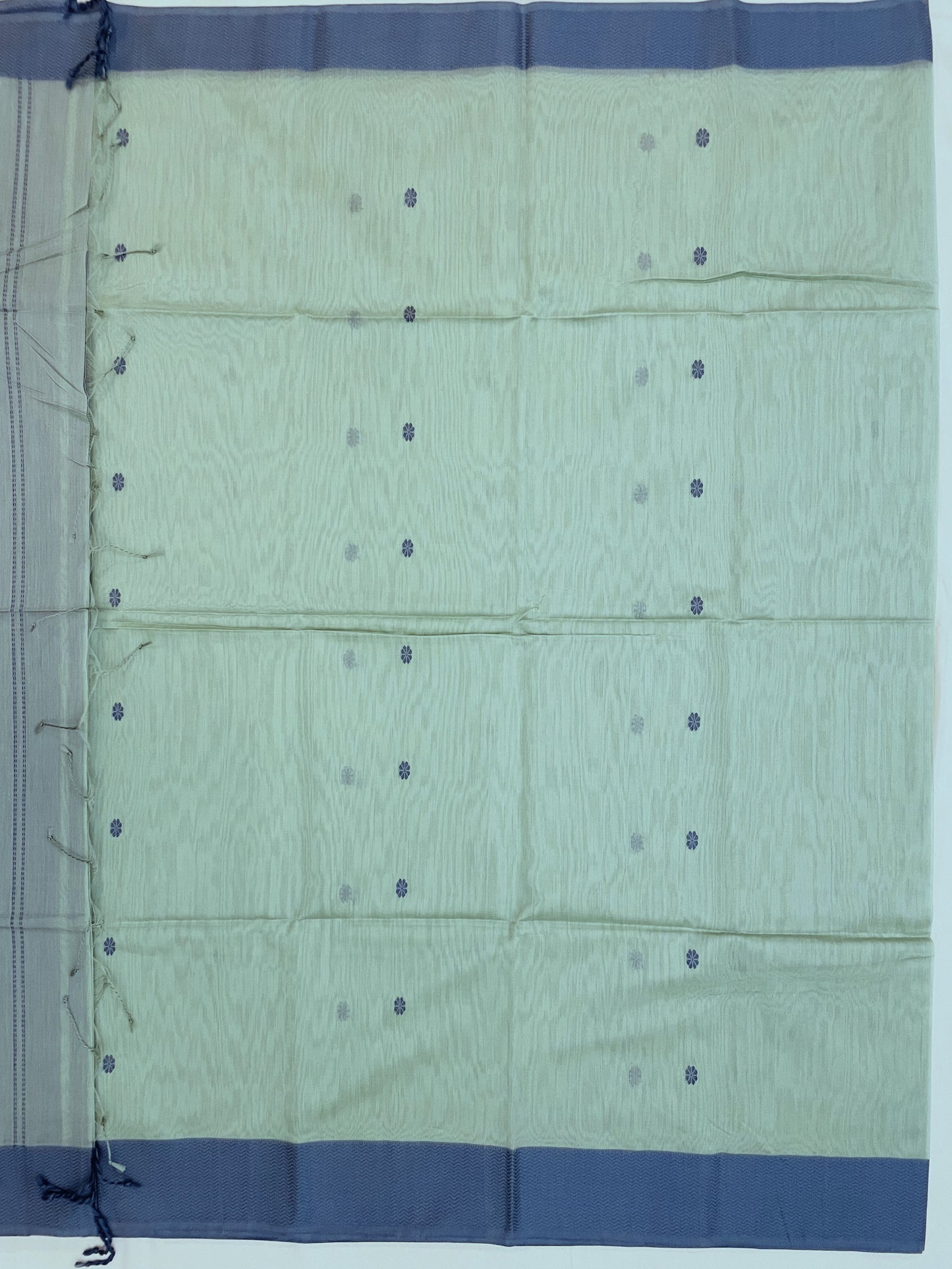 Light Teal Maheshwari Pure Silk Handloom Saree with Thread Zari
