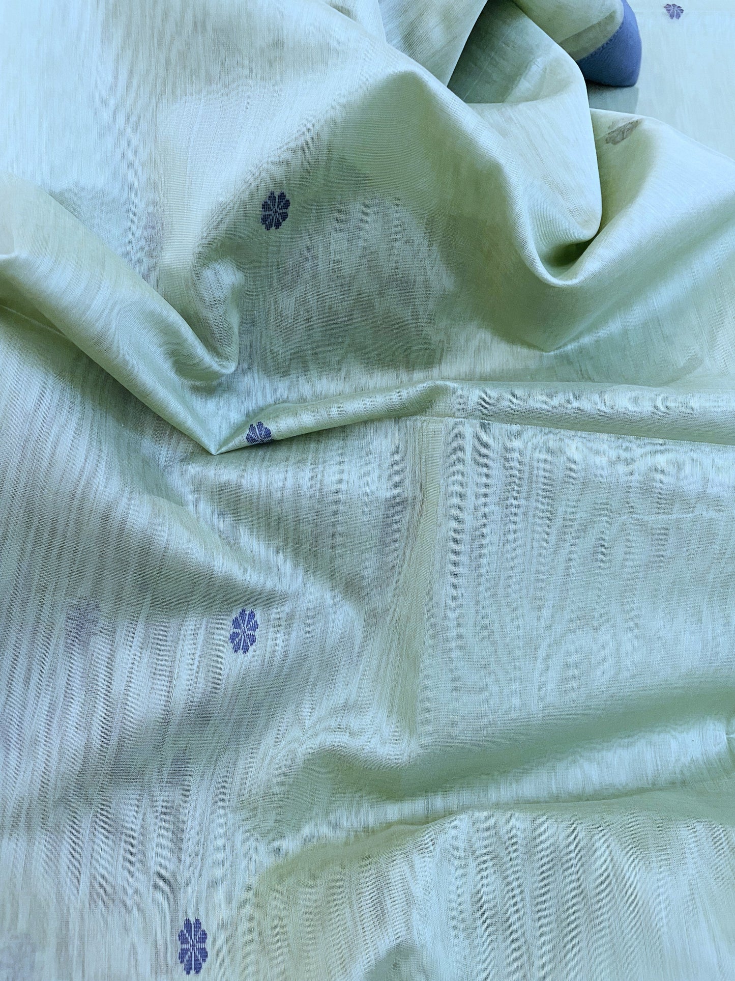 Light Teal Maheshwari Pure Silk Handloom Saree with Thread Zari