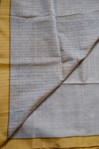 Beige Bengal Muslin Butter Cotton Handloom Saree