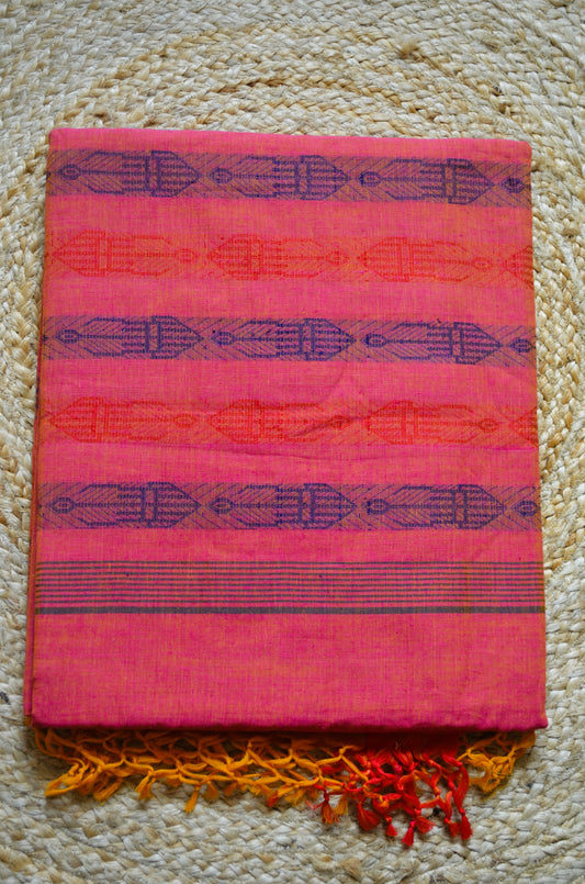 Magenta Buttery Mul Cotton Bengal Muslin Handloom Saree