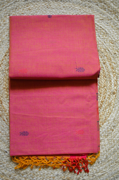 Magenta Buttery Mul Cotton Bengal Muslin Handloom Saree