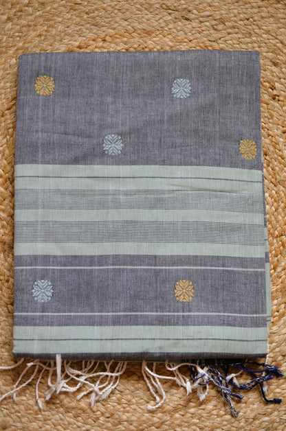 Seafoam Buttery Mul Cotton Bengal Muslin Handloom Saree
