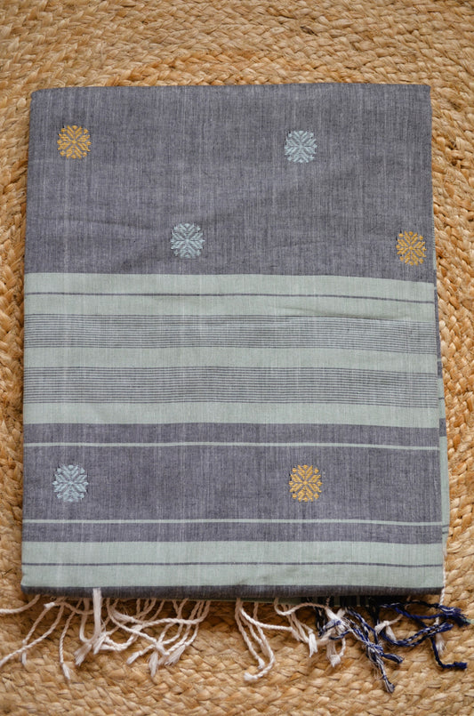 Seafoam Buttery Mul Cotton Bengal Muslin Handloom Saree