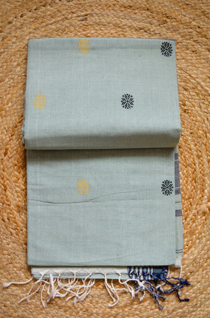 Seafoam Buttery Mul Cotton Bengal Muslin Handloom Saree