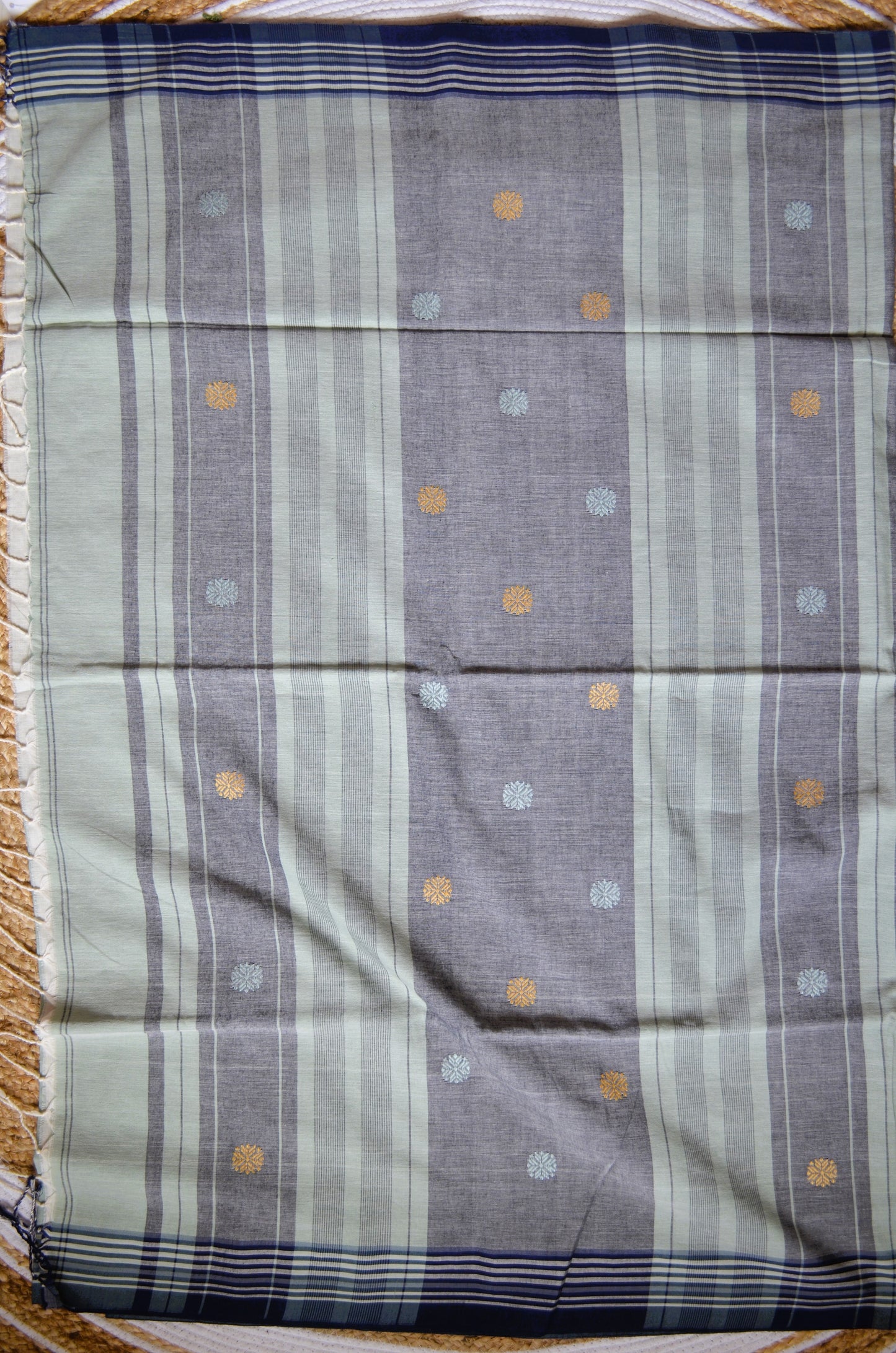 Seafoam Buttery Mul Cotton Bengal Muslin Handloom Saree
