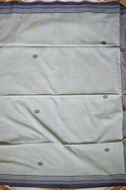 Seafoam Buttery Mul Cotton Bengal Muslin Handloom Saree