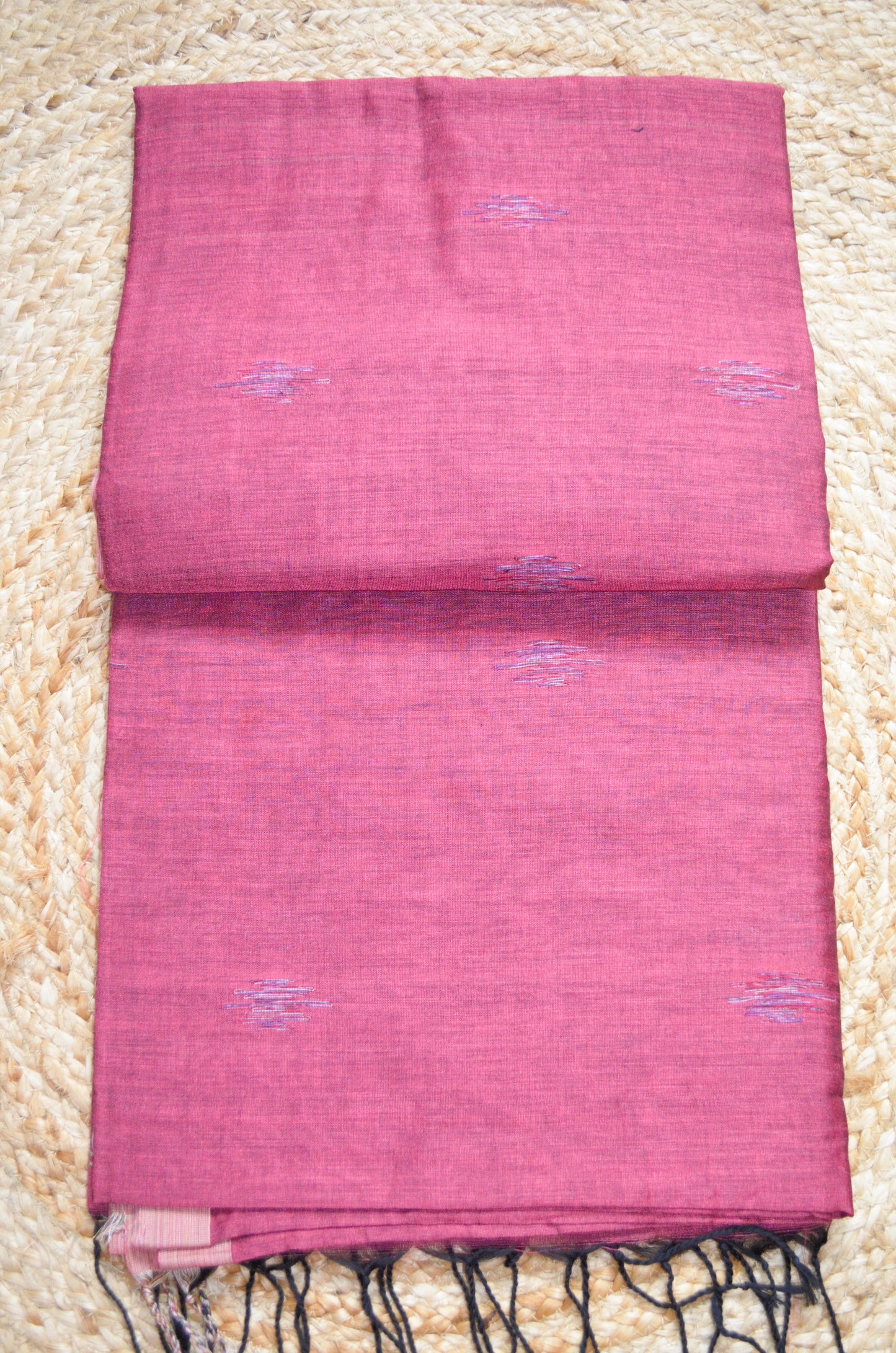 Maroon Buttery Mul Cotton Bengal Muslin Ghicha Handloom Saree