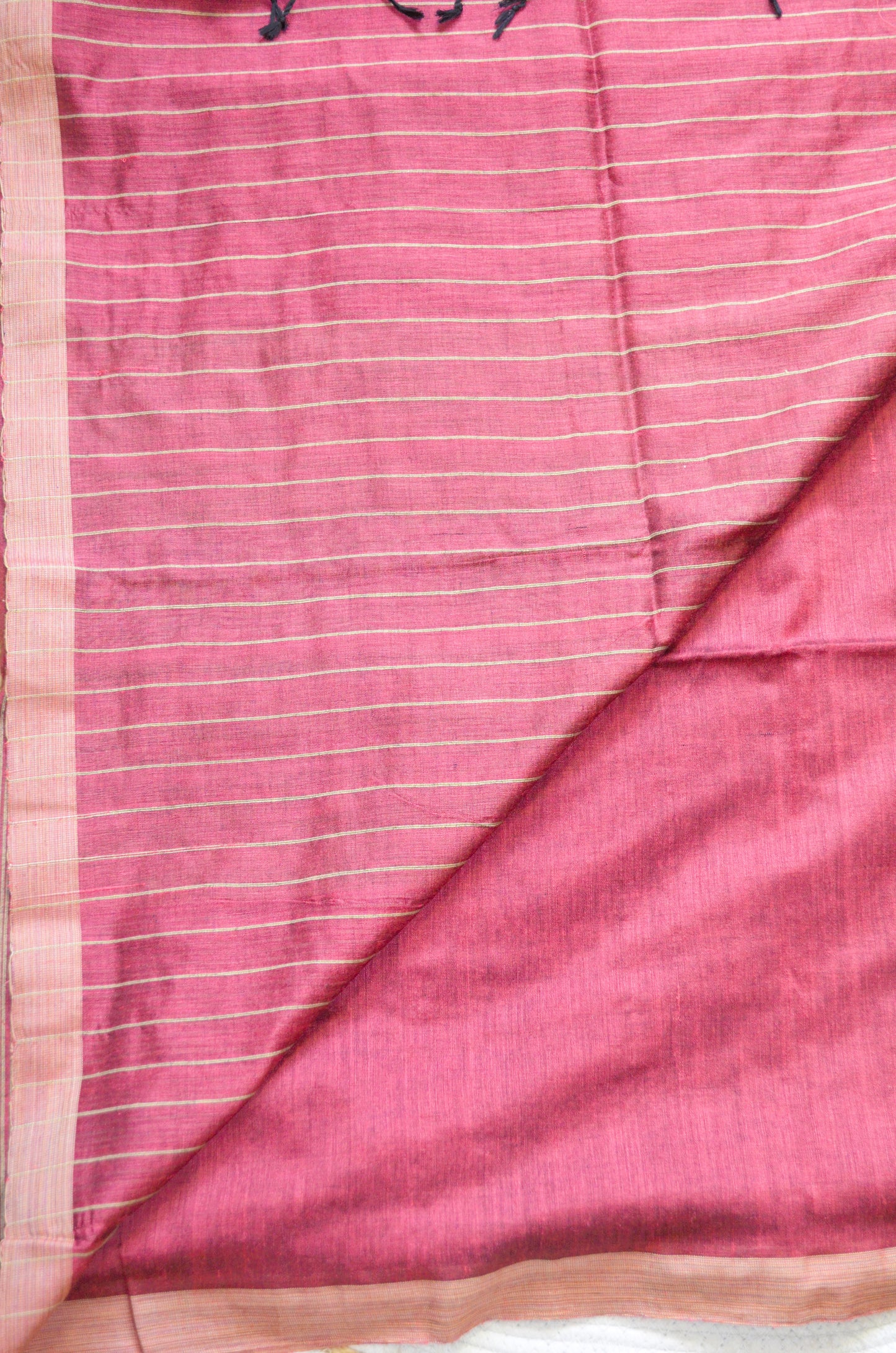 Maroon Buttery Mul Cotton Bengal Muslin Ghicha Handloom Saree