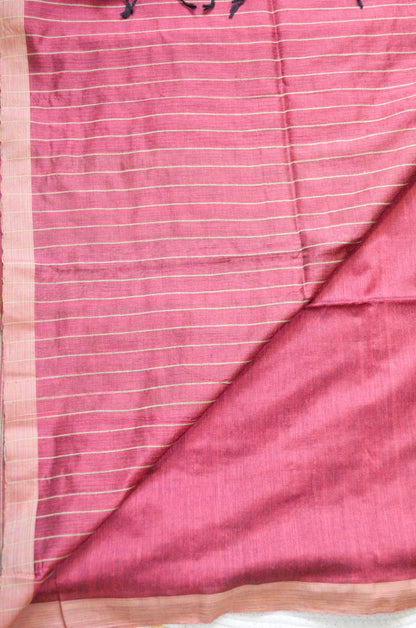 Maroon Buttery Mul Cotton Bengal Muslin Ghicha Handloom Saree