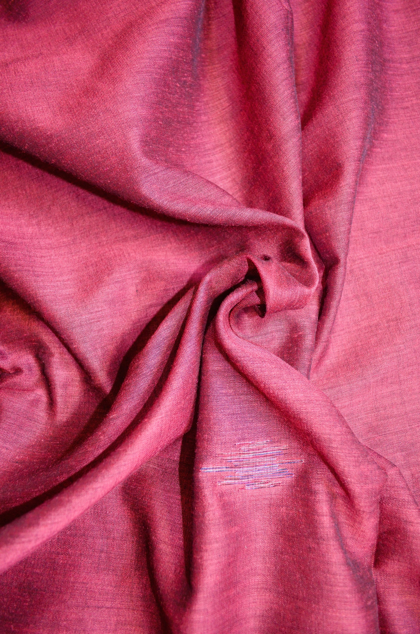 Maroon Buttery Mul Cotton Bengal Muslin Ghicha Handloom Saree