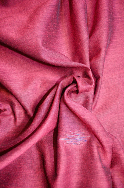 Maroon Buttery Mul Cotton Bengal Muslin Ghicha Handloom Saree