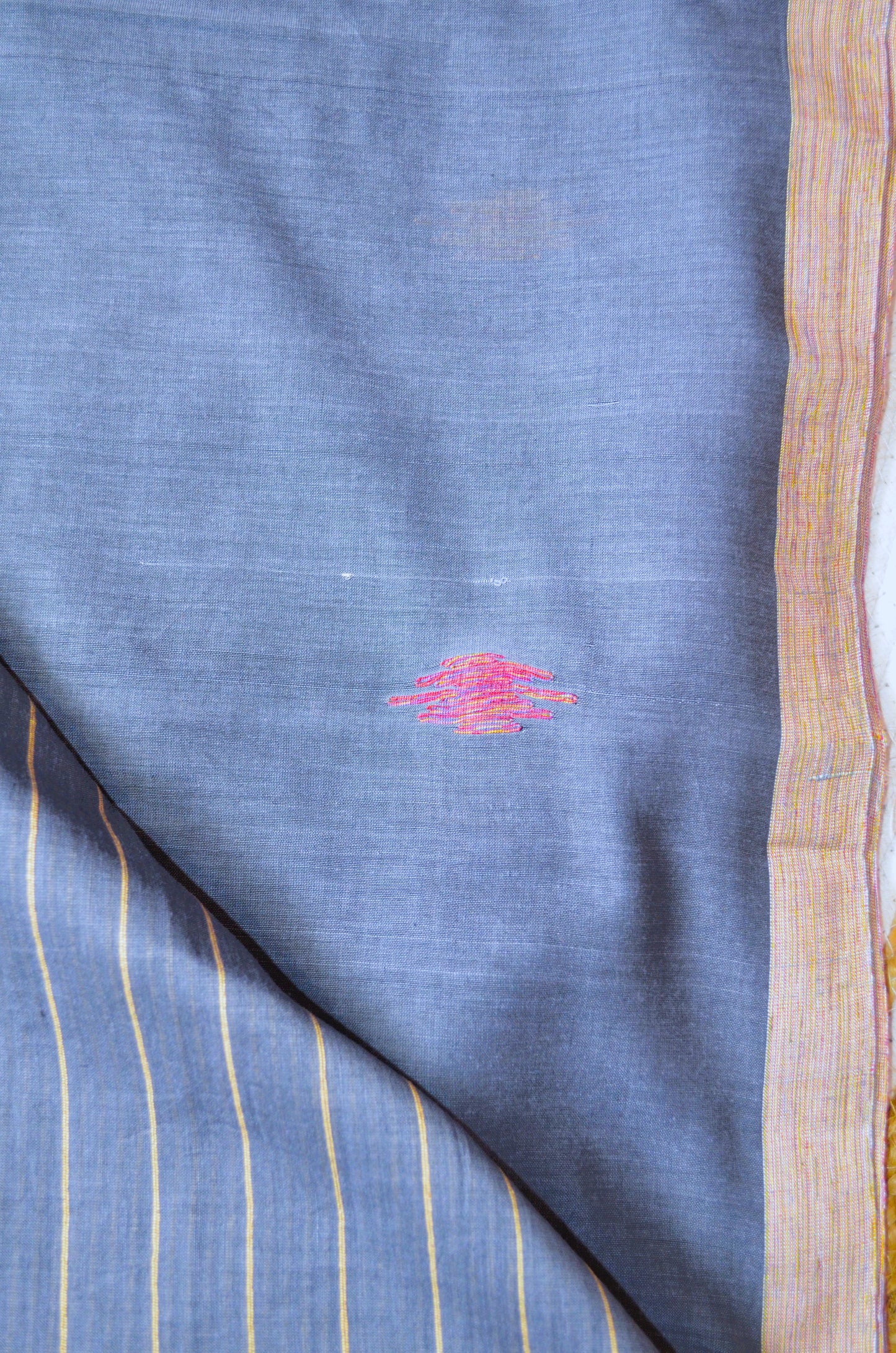 Steel Buttery Mul Cotton Bengal Muslin Ghicha Handloom Saree