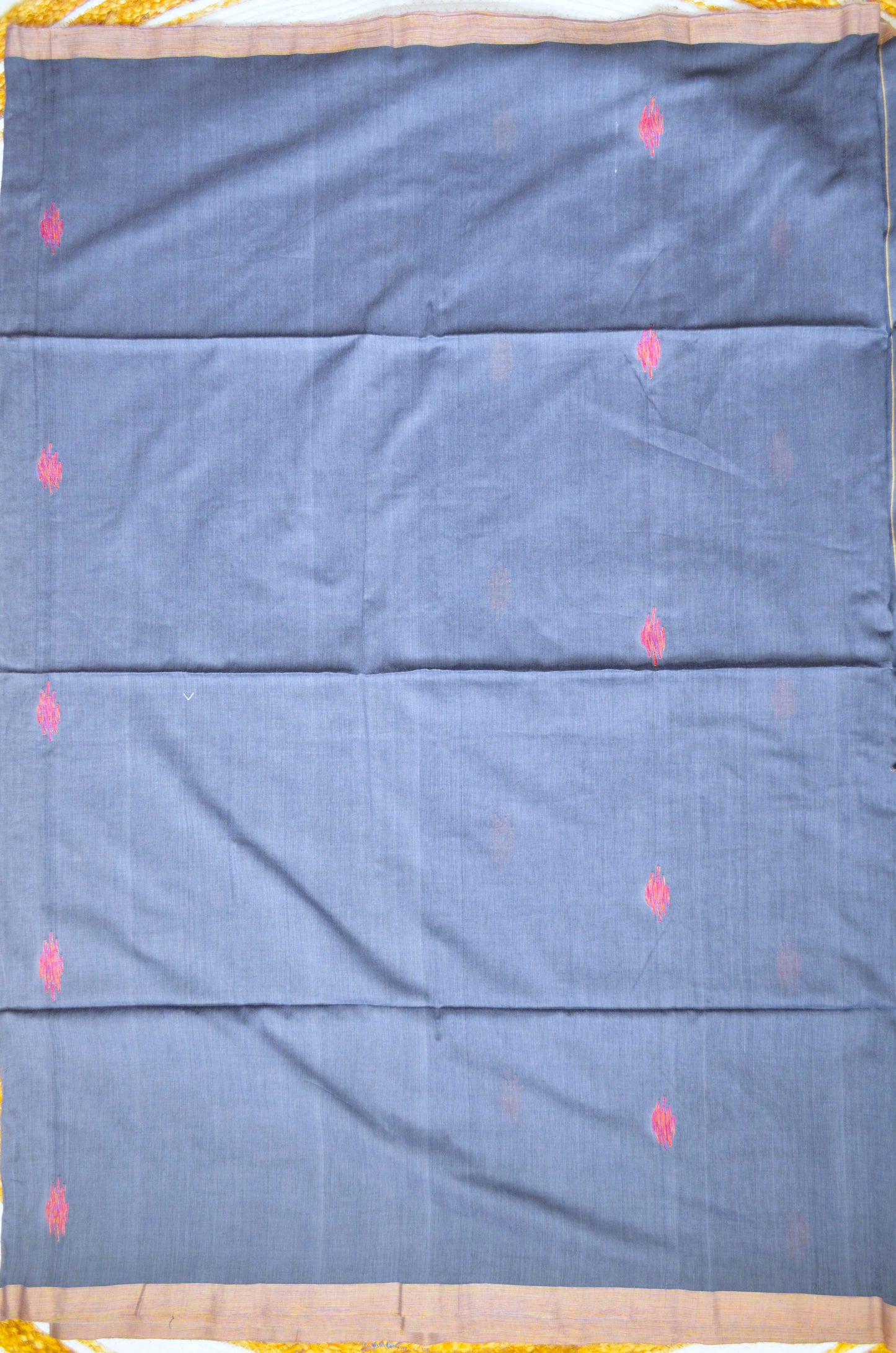 Steel Buttery Mul Cotton Bengal Muslin Ghicha Handloom Saree