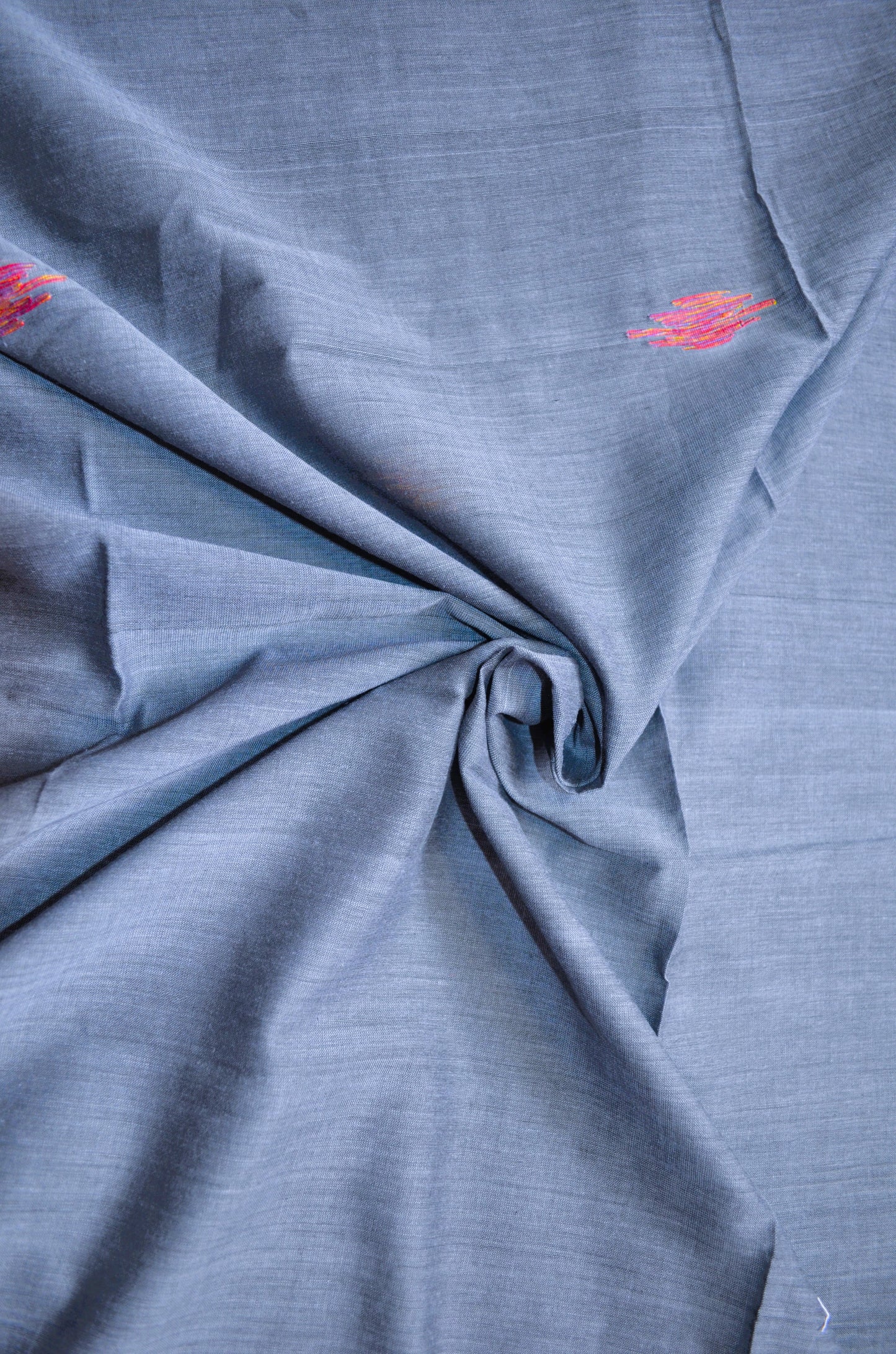 Steel Buttery Mul Cotton Bengal Muslin Ghicha Handloom Saree