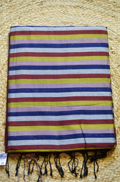 Maroon Buttery Mul Cotton Bengal Muslin Handloom Saree