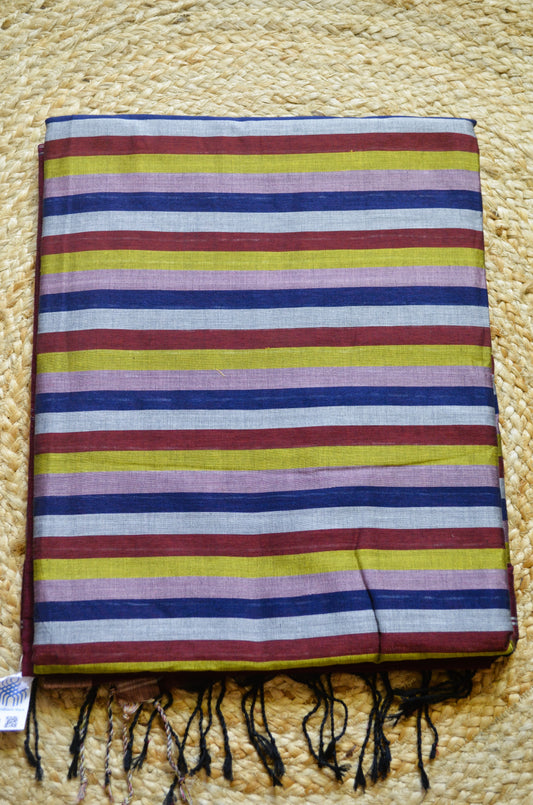 Maroon Buttery Mul Cotton Bengal Muslin Handloom Saree