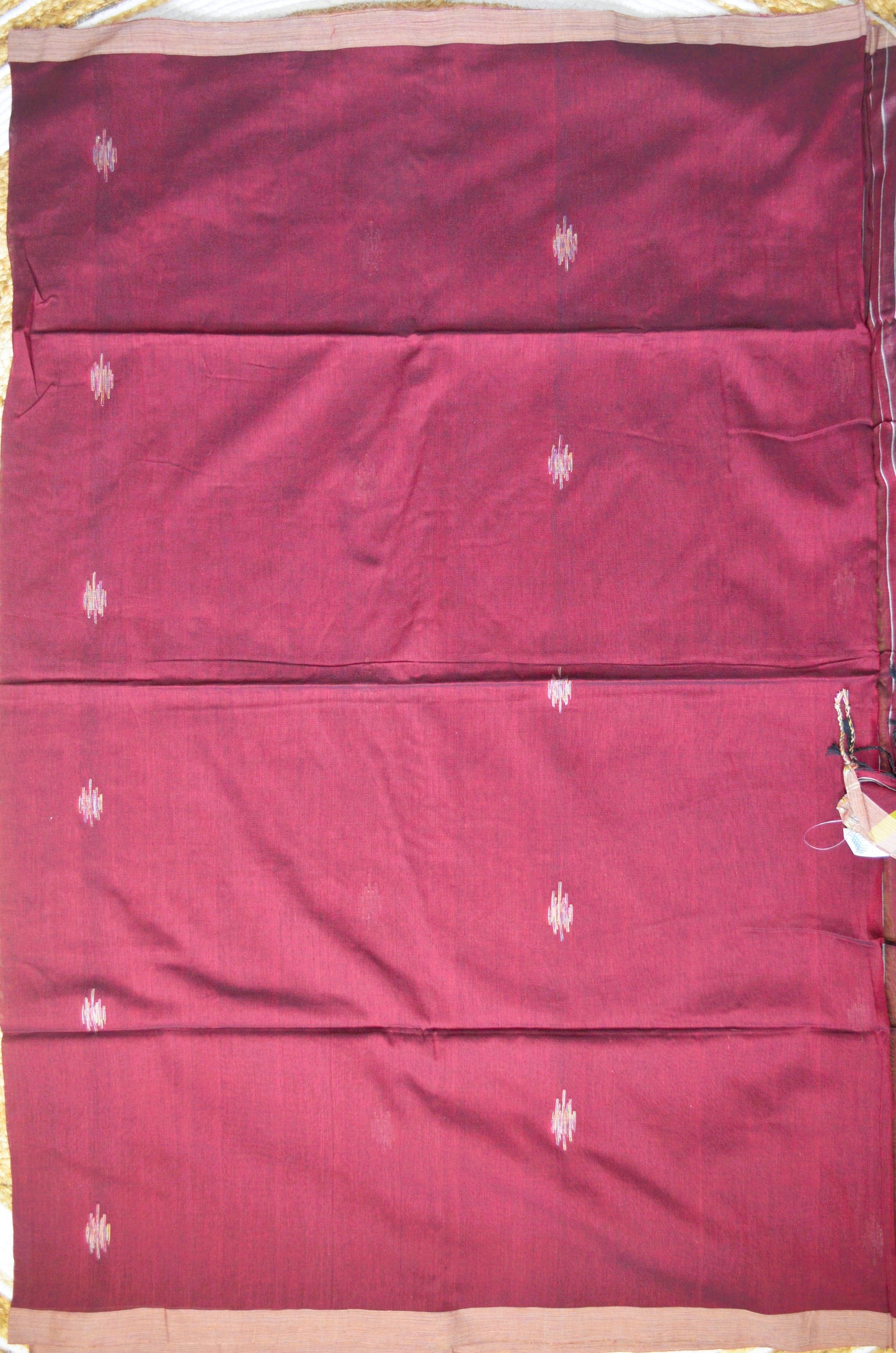 Maroon Buttery Mul Cotton Bengal Muslin Handloom Saree