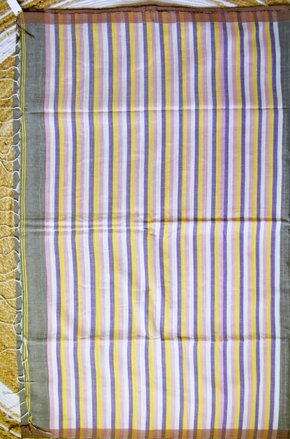 Grey Buttery Mul Cotton Bengal Muslin Handloom Saree