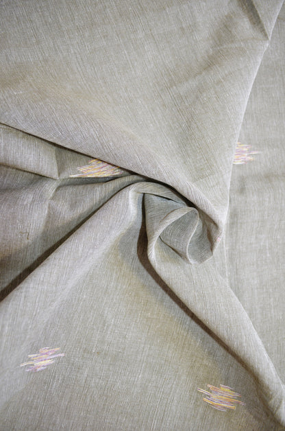 Grey Buttery Mul Cotton Bengal Muslin Handloom Saree