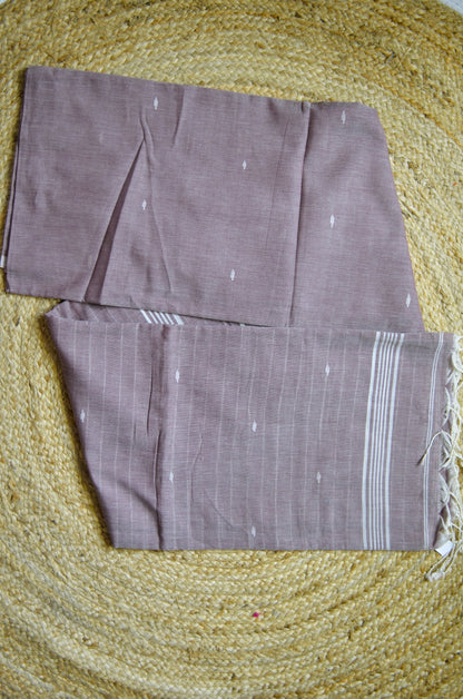 Mauve Buttery Mul Cotton Bengal Muslin Handloom Saree