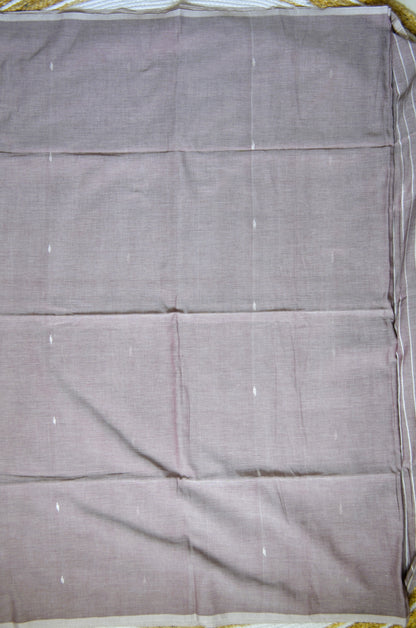 Mauve Buttery Mul Cotton Bengal Muslin Handloom Saree