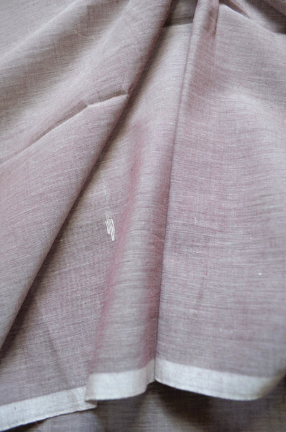 Mauve Buttery Mul Cotton Bengal Muslin Handloom Saree