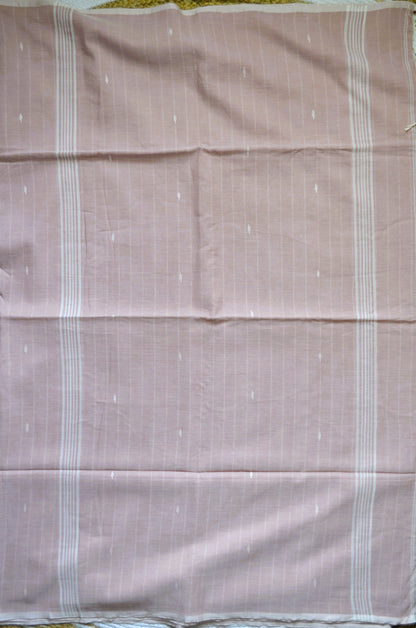Peach Buttery Mul Cotton Bengal Muslin Handloom Saree