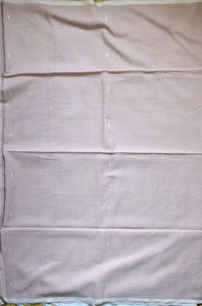 Peach Buttery Mul Cotton Bengal Muslin Handloom Saree